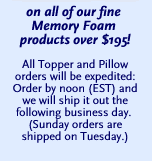 Memory Foam Shipping Offer